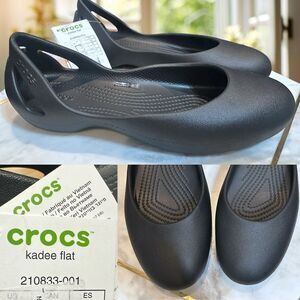 🔥 NWT Crocs Kadee Black Flats Ballet Slip-on Shoes size 8 EU 38 39